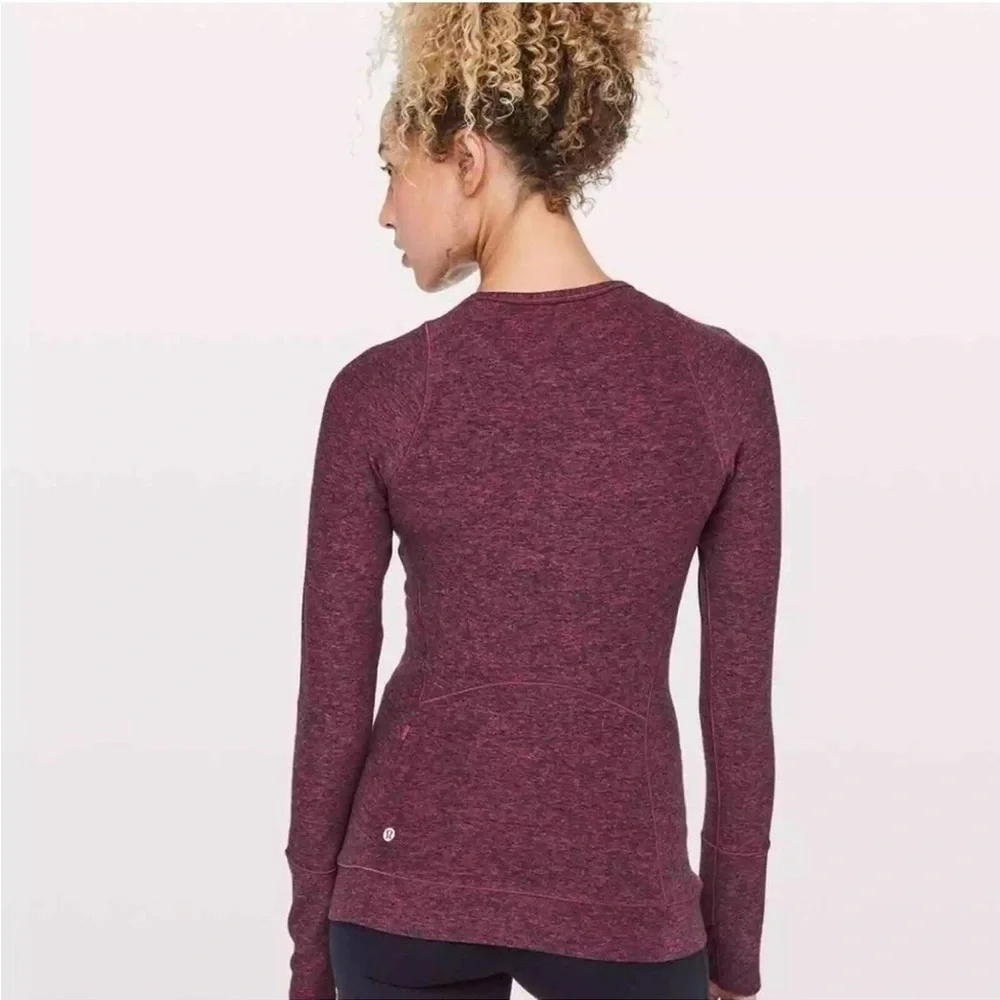 Lululemon Cypress Kiss Long Sleeve Heathered Star Ruby /‎ Black Size 2